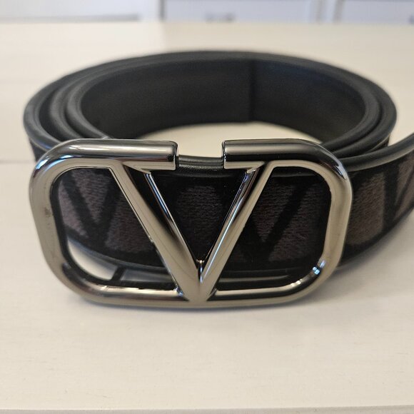 Valentino Garavani Toile Iconographe Brown/Black Men's Belt -- 95 cm - Picture 1 of 9